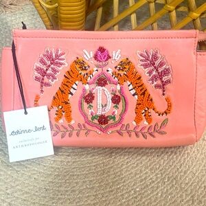 Anthropologie Corinne lent letter D pouch purse clutch bag new wtag